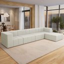 Ver imagem 2 de Sofá 4 Lugares para Sala Living Modular com Puff 352cm Lancaster F04 Linho Cru - Lyam Decor