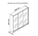 Ver imagem 3 de Guarda Roupa 100% Mdf Platinum Led 3 Portas Reflecta Naturale Off White - Gelius