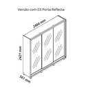 Ver imagem 3 de Guarda Roupa 100% Mdf Platinum Led 3 Portas Reflecta Naturale Off White - Gelius