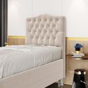 Ver imagem 1 de Cabeceira Estofada Decorativa Pollux para Cama Box 90 para Cama de Solteiro Sued Bege Aradecor