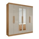 Ver imagem 1 de Guarda-roupa Casal Easy Slim 6 Portas com Espelho Amendoa Clean/off White