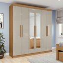 Ver imagem 2 de Guarda-roupa Casal Easy Slim 6 Portas com Espelho Amendoa Clean/off White