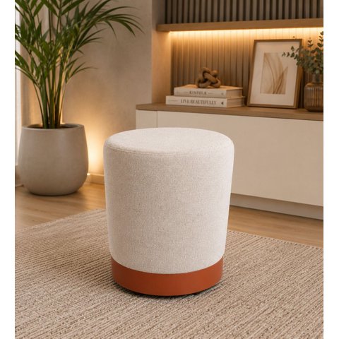 Puff Rodapé Cobre Fosco, Cor Bege Linho - Let Móveis