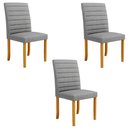 Ver imagem 1 de Kit 3 Cadeiras de Sala de Jantar Estofadas Veiga Madeira Maciça Linho Cinza G78 - Gran Belo Cadeira