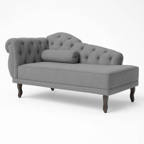 Divã Recamier Sala 150cm em Veludo Capitonê de Luxo Pés Luis Xv