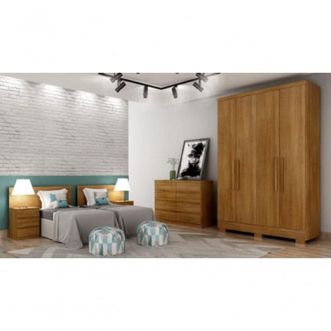 Guarda Roupa Milly 4 Portas Cumaru - Novo Horizonte