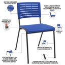 Ver imagem 2 de Cadeira Empilhável Fixa Escritório Multiuso Base Preta Kimi P03 Azul - Lyam Decor