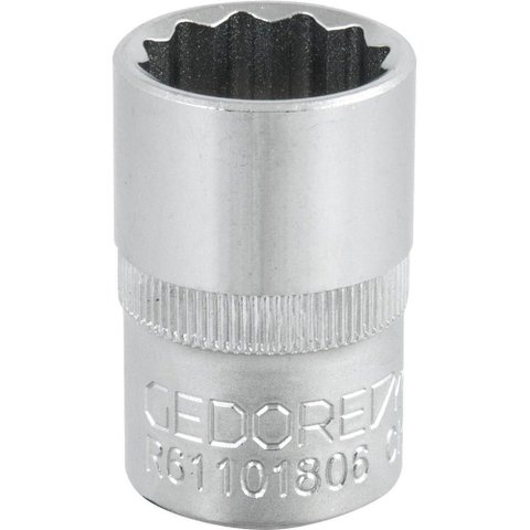 Soquete Estriado com Encaixe de 1-2 Gedore Red Ostenvonder 18mm Aço Cromo Vanádio