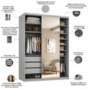 Ver imagem 4 de Closet Solteiro 1 Porta de Correr com Espelho 3 Gavetas 139cm Mdf Sonni R02 Urbe - Lyam Decor