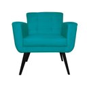 Ver imagem 2 de Poltrona Decorativa Geovana Suede Azul Tifany Pés Madeira Ms Decor