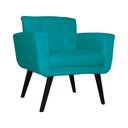 Ver imagem 1 de Poltrona Decorativa Geovana Suede Azul Tifany Pés Madeira Ms Decor