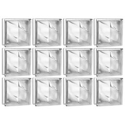 Kit 12 Tijolos Bloco de Vidro Rajada Opaca 19x19x8 Tradestar - 1