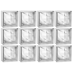Kit 12 Tijolos Bloco de Vidro Rajada Opaca 19x19x8 Tradestar