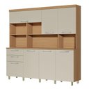 Ver imagem 1 de Cozinha Compacta 7 Portas 2 Gavetas Nesher Nobreza 210cm Mdf Carvalho/greige