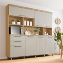 Ver imagem 2 de Cozinha Compacta 7 Portas 2 Gavetas Nesher Nobreza 210cm Mdf Carvalho/greige