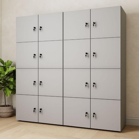 Armário Organizador Locker 16 Portas c/ Chave F5 Office Cor:Cinza