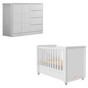 Ver imagem 1 de Berço Americano Tutto New e Cômoda Infantil Eloá Branco Acetinado - Phoenix Baby
