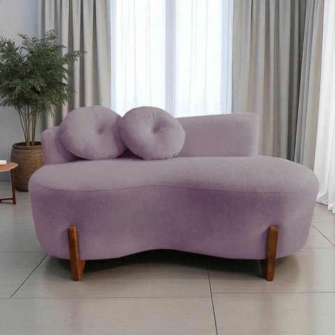 Namoradeira Sofá Feijão Lounge Orgânica Veludo Rosê