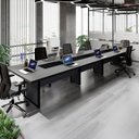 Ver imagem 2 de Mesa de Reunião Corporativa 480cm para 8 Pessoas com Caixa de Tomadas Corporate Cinza/Sagrado/Preto