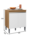 Ver imagem 3 de Balcão Cooktop 2 Portas 5 Bocas Andreia com Tampo Ajl Móveis:amêndoa Branco