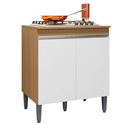 Ver imagem 1 de Balcão Cooktop 2 Portas 5 Bocas Andreia com Tampo Ajl Móveis:amêndoa Branco