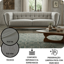 Ver imagem 5 de Sofá 2 Lugares 200cm Retrô Pés de Madeira Luxo Premium Estofado Bouclé Cinza Courino Cinza P/ Sala