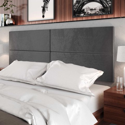 Cabeceira Estofada Suede Para Cama Box Casal Queen 1,60 Capri - Cinza - Lojas RPM