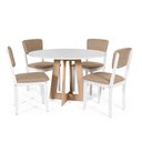 Ver imagem 1 de Mesa de Jantar Redonda Montreal Bran/jade com 4 Cadeiras Estofadas Ella Branco/marrom Claro