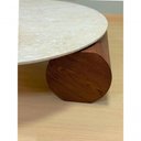 Ver imagem 2 de Mesa de Centro Orbita Redondo Mármore Travertino Madeira Nogueira 60cm Amadeirado