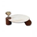 Ver imagem 5 de Mesa de Centro Orbita Redondo Mármore Travertino Madeira Nogueira 60cm Amadeirado