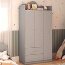 Ver imagem 1 de Guarda Roupa Infantil Nuvem 91,8cm com 3 Portas 100% Mdf Cor:fendi