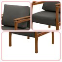 Ver imagem 7 de Kit 2 Poltrona Sala Decorativa Dallas Estofada Linho Cinza Base Madeira Castanho - Arkell
