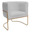 Ver imagem 1 de Poltrona Decorativa Betina Base Aço Ouro Fosco Bouclé Cinza Claro - Nexta Casa