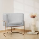 Ver imagem 2 de Poltrona Decorativa Betina Base Aço Ouro Fosco Bouclé Cinza Claro - Nexta Casa