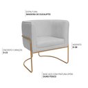 Ver imagem 3 de Poltrona Decorativa Betina Base Aço Ouro Fosco Bouclé Cinza Claro - Nexta Casa