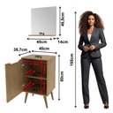 Ver imagem 3 de Conjunto de Banheiro com Gabinete e Espelheira 1 Porta Retrô 45cm Multimóveis CR10169 Amêndoa