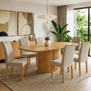 Ver imagem 1 de Conjunto de Mesa de Jantar 6 Lugares 180x90cm com Cadeiras Cinamomo e Bege