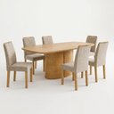 Ver imagem 2 de Conjunto de Mesa de Jantar 6 Lugares 180x90cm com Cadeiras Cinamomo e Bege