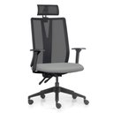 Ver imagem 1 de Cadeira Escritório Giratória Presidente Flow F02 Base Preta Sintético Cinza - Lyam Decor
