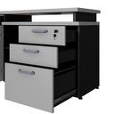 Ver imagem 6 de Mesa L Escritório Pé Metal Armário 3 Gavetas 1 Porta 150cm Cinza Sagrado com Preto F5 Office