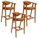 Ver imagem 1 de Kit 3 Banquetas Alta para Cozinha Bancada Bar Sala de Jantar Fixa Cecília L02 Couríssimo Canela - Ly