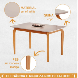 Mesa Alegra 4 Cadeiras Jade 1,20 Linho Jcm - Cinamomo/off - 3 Mesa Alegra 4 Cadeiras Jade 1,20 Linho Jcm - Cinamomo/off - 3