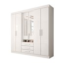 Ver imagem 3 de Guarda-roupa Casal Real 6 Portas 3 Gavetas com Espelho 100% Mdf Branco - Panorama Móveis