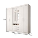 Ver imagem 4 de Guarda-roupa Casal Real 6 Portas 3 Gavetas com Espelho 100% Mdf Branco - Panorama Móveis