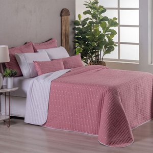 Kit Cobre Leito Casal Padrão Bordado Urbany Hipercal 400 Fios Rosê