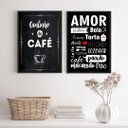 Ver imagem 2 de Kit 2 Quadros Cantinho do Café Amor cozinha 33x24cm:madeira Preta
