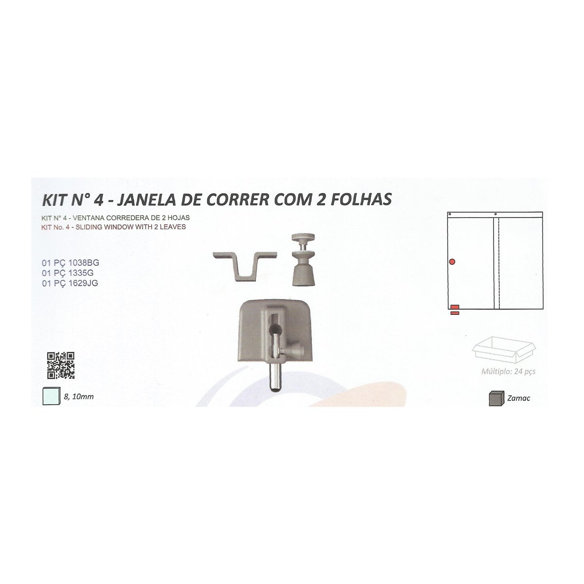 Kit 4 Janela de correr com 2 folhas Glass Peças kit4 Cinza claro - 2