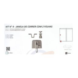 Kit 4 Janela de correr com 2 folhas Glass Peças kit4 Cinza claro - 2