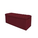 Ver imagem 5 de Kit Cabeceira + Calçadeira Baú Capitonê Livia 100cm Solteiro para Cama Box Corino Vermelho - Gat Mag