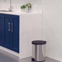 Ver imagem 2 de Lixeira com Pedal Tramontina New 12l Inox Polido Tampa Preta Escritório Cozinha Banheiro